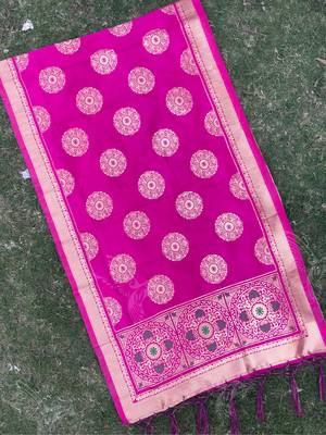 Pink Woven Banarasi Dupatta 1