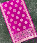 Pink Woven Banarasi Dupatta