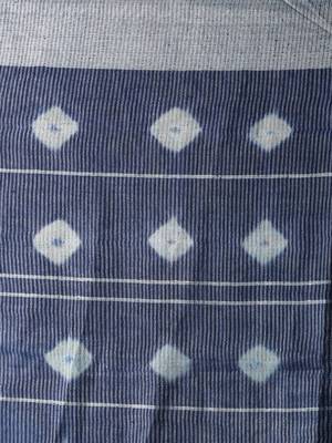 Tonal Blues Half & Half Linen Saree With Bandhni Designs 4