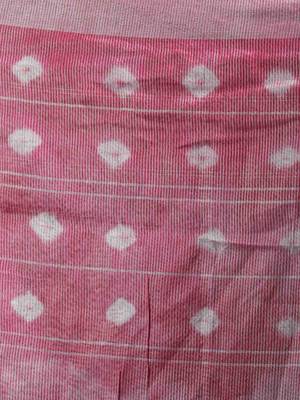 Blue & Pink Linen Saree With Bandhani Designs 4
