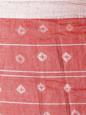 Red & Black Linen Saree With Bandhani Designs 4