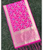 Pink Jacqured Banarasi silk Stole