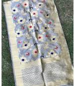 Grey Banarasi silk dupatta