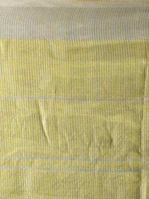 Yellow Linen Checkered Saree With Zari 4