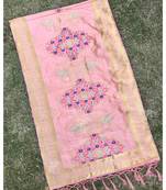 Peach Banarasi silk dupatta