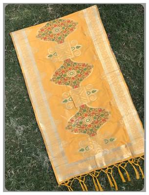 Yellow Banarasi silk dupatta 1