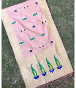 Peach Banarasi silk dupatta
