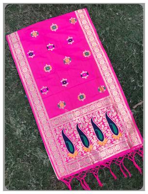 Pink Banarasi silk dupatta 1