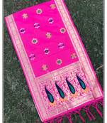 Pink Banarasi silk dupatta