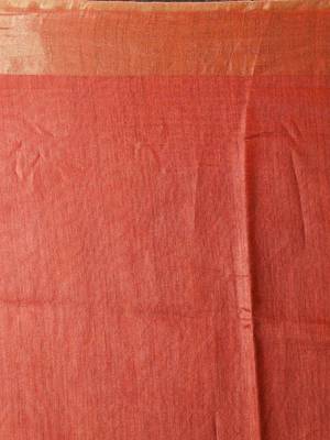 Orange Tusser Munga Saree With Zari Border 3