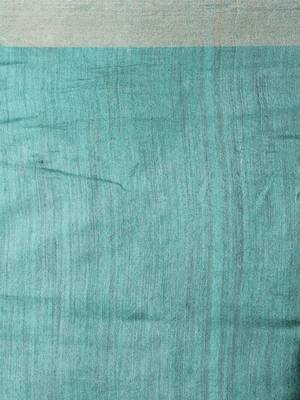 Blue Tusser Munga Saree With Zari Border 4