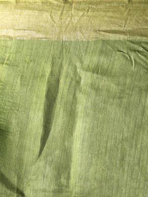 Olive Green Tusser Munga Saree With Zari Border 4