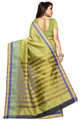 Green Woven Cotton Silk Saree With Blouse 2