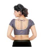 Navy-Blue Dupion Silk  Padded Designer Ready Made Saree Blouse