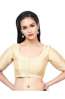 Gold Tafeta Padded Designer Ready Made Saree Blouse