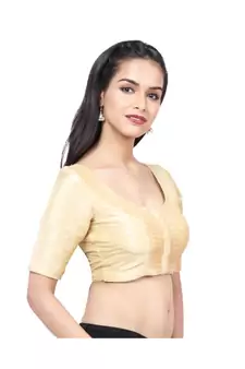 Gold Tafeta Padded Designer Ready Made Saree Blouse