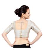 Grey Tafeta Padded Designer Ready Made Saree Blouse