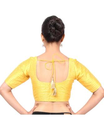 Yellow Tafeta  Padded Designer Ready Made Saree Blouse 2