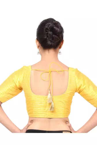 Yellow Tafeta  Padded Designer Ready Made Saree Blouse