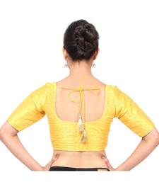 Yellow Tafeta  Padded Designer Ready Made Saree Blouse