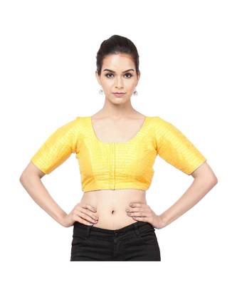 Yellow Tafeta  Padded Designer Ready Made Saree Blouse 1