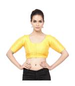 Yellow Tafeta  Padded Designer Ready Made Saree Blouse