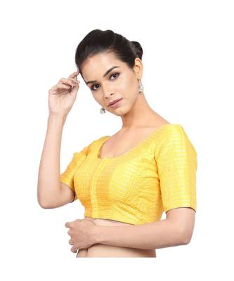 Yellow Tafeta  Padded Designer Ready Made Saree Blouse 3