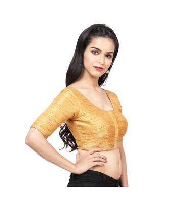 Dark-Gold Mulberry  Padded Designer Ready Made Saree Blouse 4