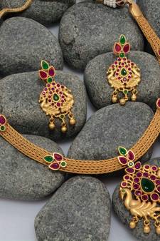 Georgeous High Gold Plated Multicolour Necklace Set
