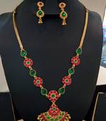 Georgeous  Gold Plated Multi Colour Kundans Necklace Set