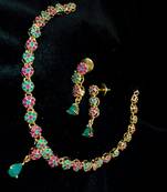 Georgeous Gold Plated Multi Colour Stones Necklace Sets