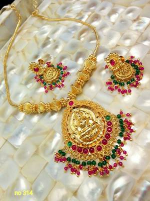 High Gold Plated Laxmi Necklace Set 1