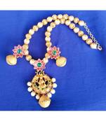 Georgeous  Gold Plated Pearls Laxmi Necklace Set