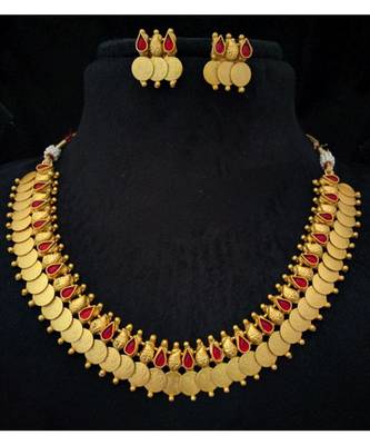Georgeous Gold Plated Laxmikasu Necklace Set 1