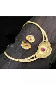 Cz High Gold Plated Necklace Set
