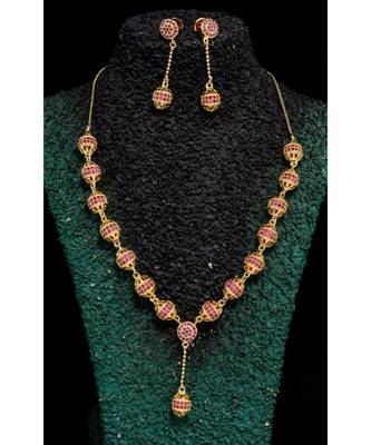 Cubic Zirconia Stones Pink Necklace Set 1