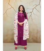 Magenta & White Jam Cotton Women's Dress Material With Printed Cotton Dupatta