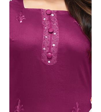 Magenta & White Jam Cotton Women's Dress Material With Printed Cotton Dupatta 4
