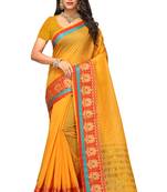 Yellow Woven Cotton Silk Saree With Blouse