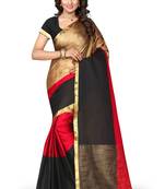 Gold woven poly cotton saree with blouse