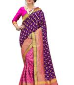 Blue woven banarasi silk saree with blouse