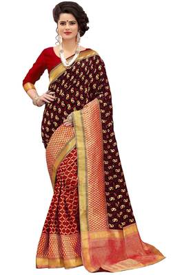 Black woven banarasi silk saree with blouse 1