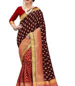 Black woven banarasi silk saree with blouse