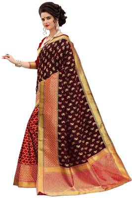 Black woven banarasi silk saree with blouse 2