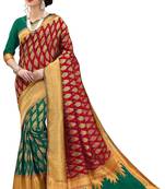 Red woven banarasi silk saree with blouse