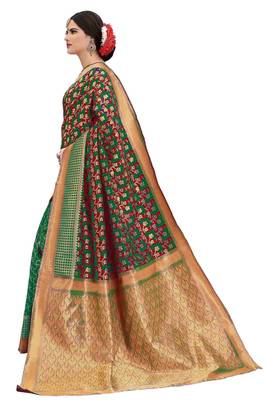 Red woven banarasi silk saree with blouse 2