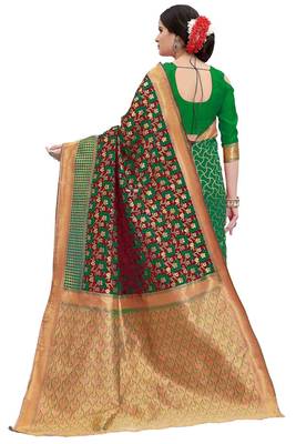 Red woven banarasi silk saree with blouse 3