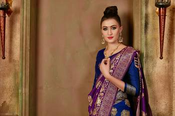 Purple woven banarasi silk saree with blouse 5