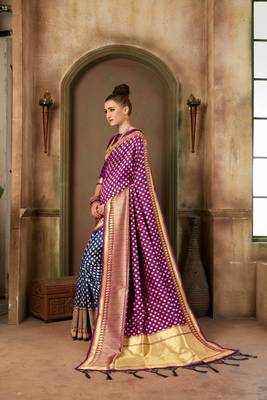 Purple woven banarasi silk saree with blouse 2