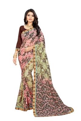 Multi Printed Chiffon Saree With Blouse 1